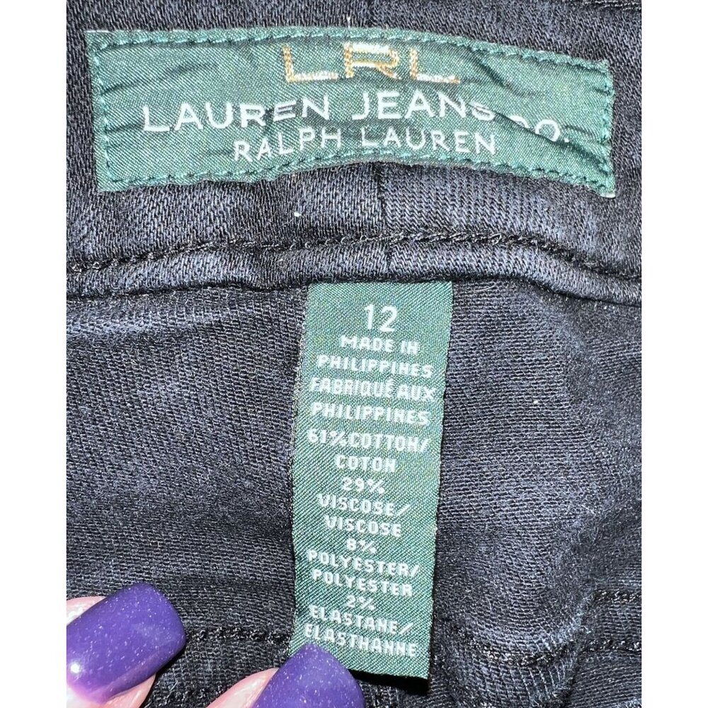 Lauren Ralph Lauren Womens Black Cotton Blend Jeans Size 12 Straight Leg - Picture 5 of 7